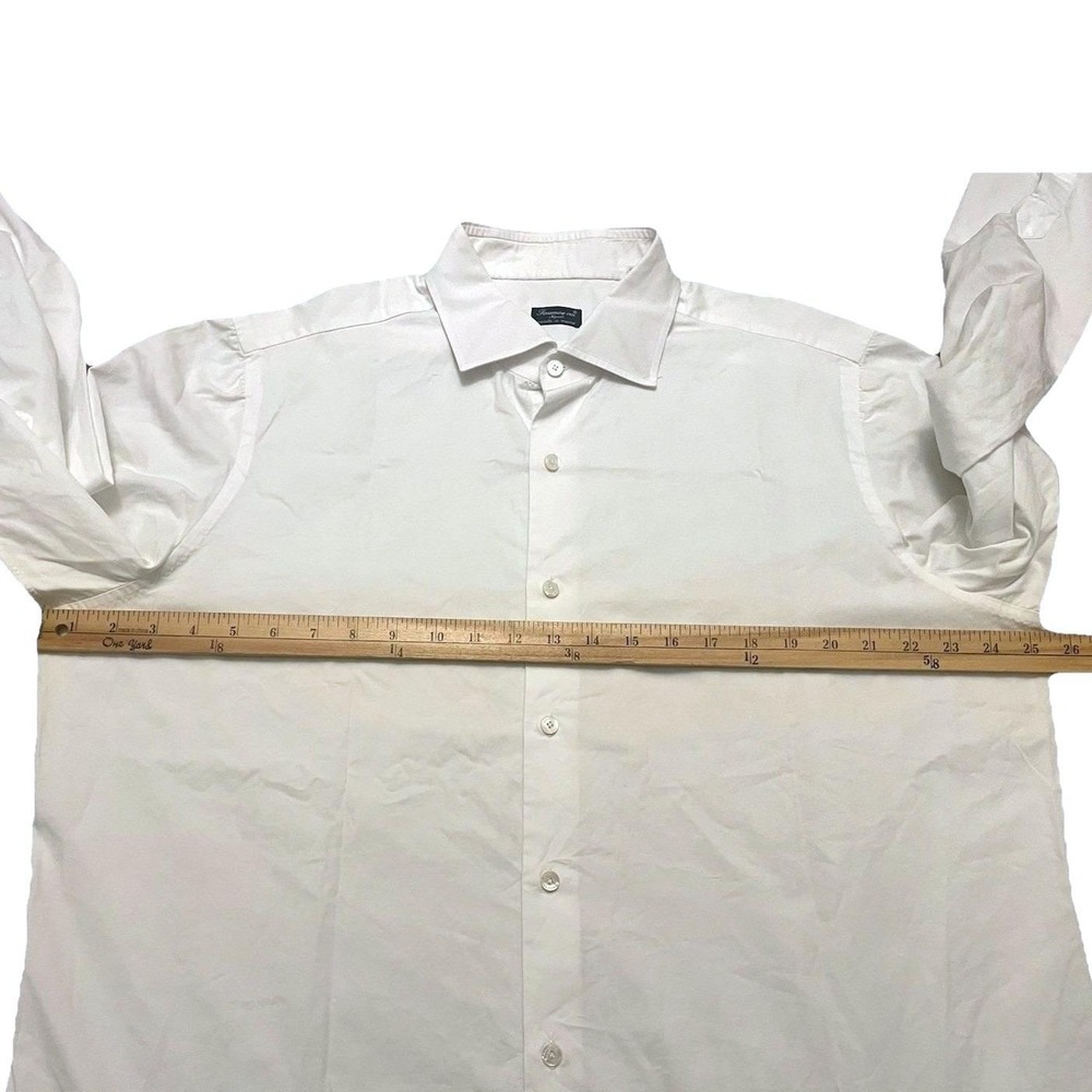 Finamore Napoli Alumo Swiss 100% Cotton White Dress Shirt Men XL 17 Made Italy - Picture 13 of 16
